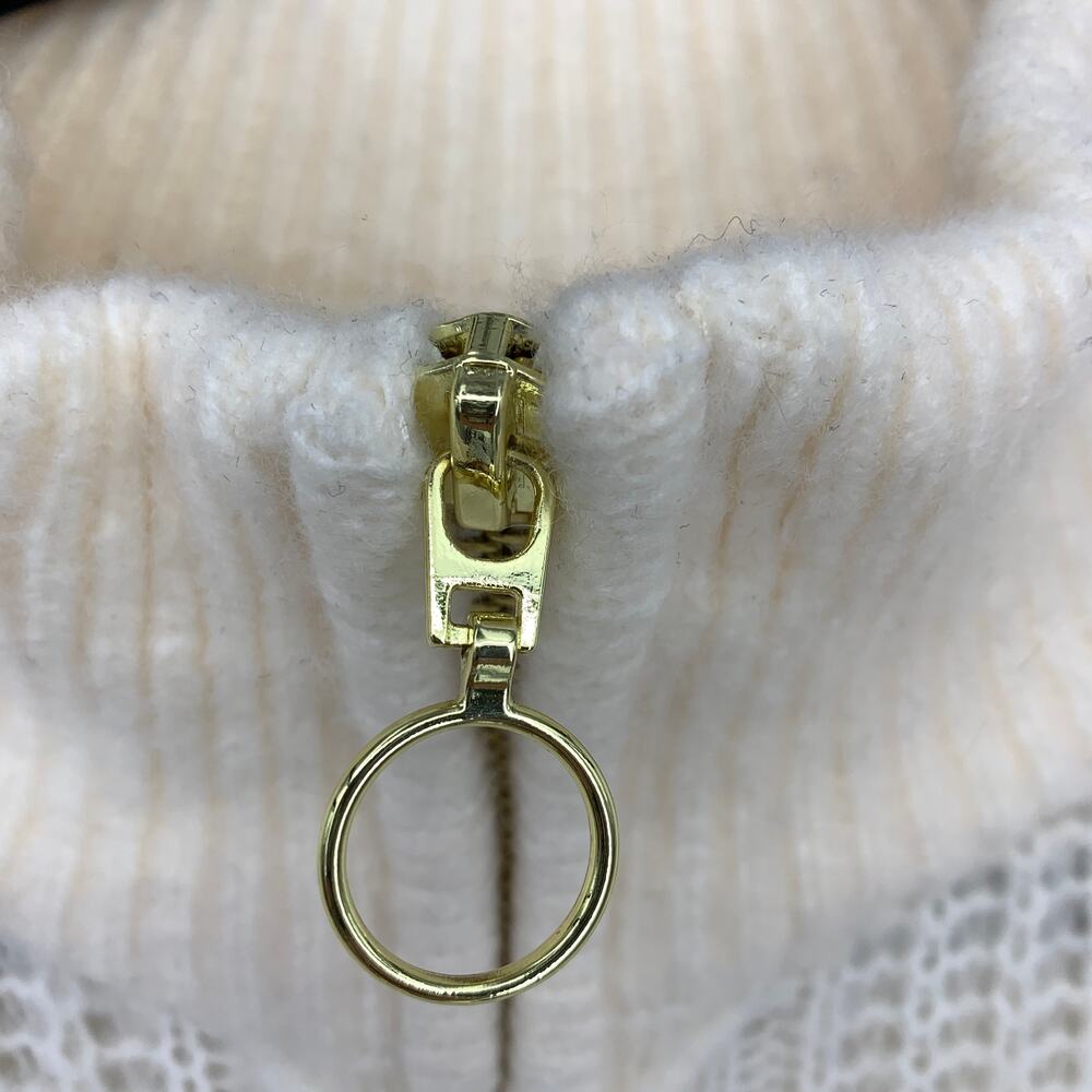 LOFT 1/4 Zip Pullover Sweater Womens Size Medium Cable Knit Cream Mock Neck NEW - Picture 5 of 8